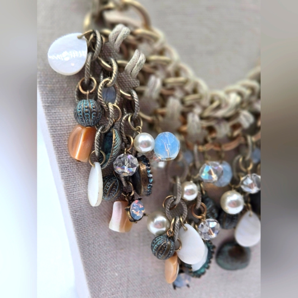 GIVENCHY Vintage Nautical Statement Necklace Auroa Borealis Gold Tone - Picture 5 of 11